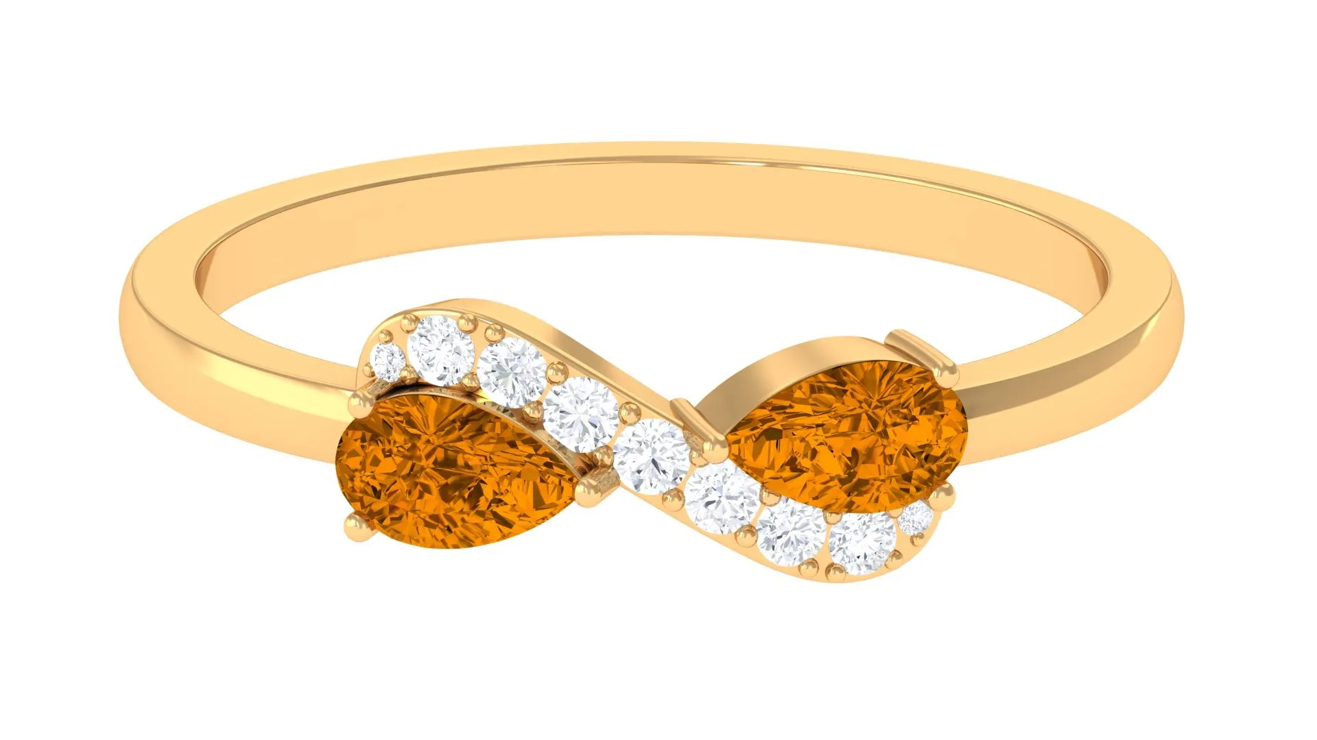 0.50 CT Pear Cut Citrine Infinity Promise Ring with Diamond