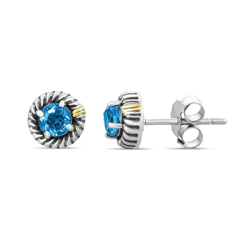 0.50ct Blue Topaz Earrings In 14K gold And 925 Sterling Silver (145NER5637TBT)