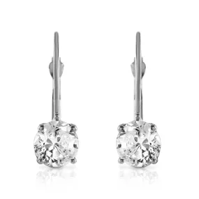 1 Carat 14K Solid White Gold Leverback Earrings 1.0 Carat Diamond