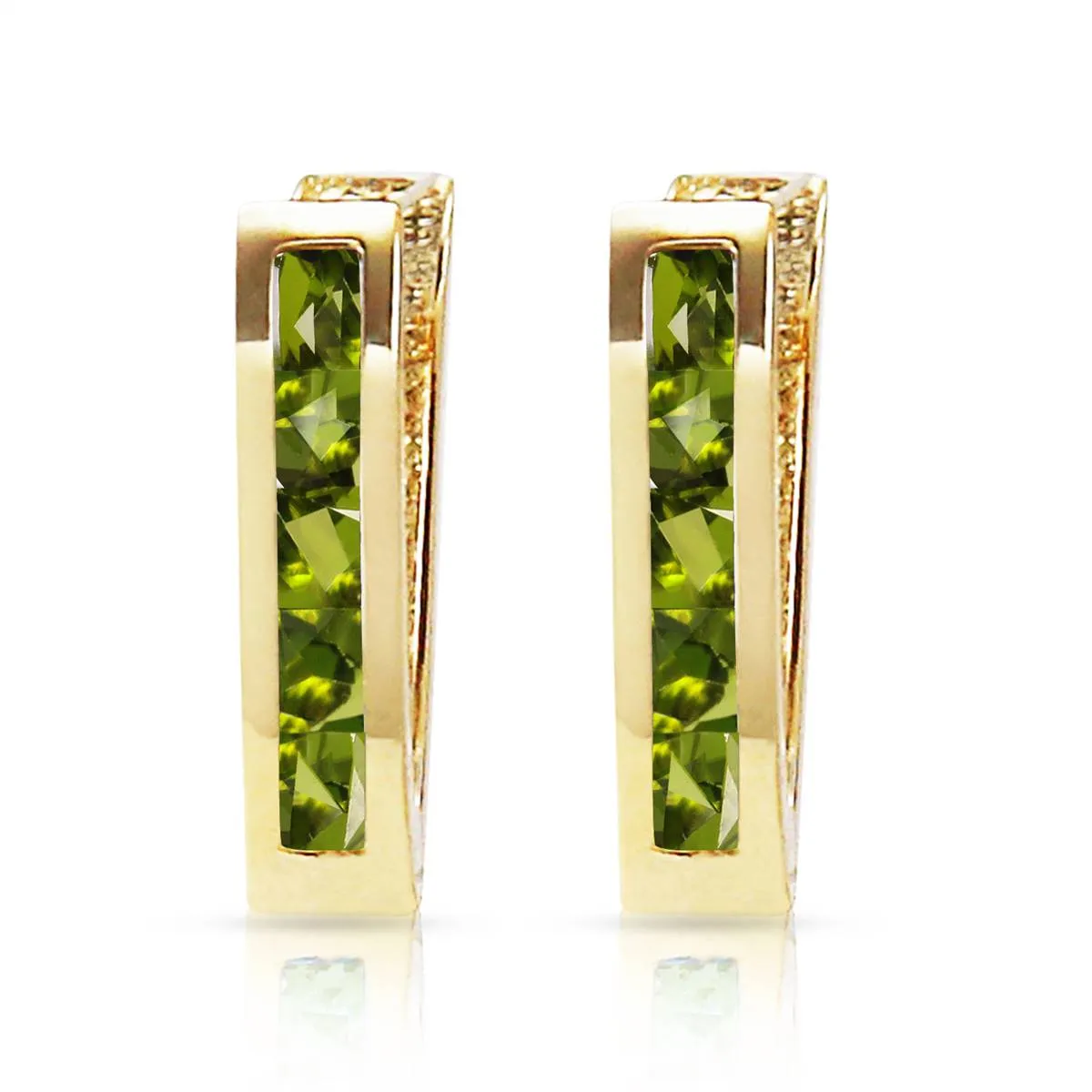 1 Carat 14K Solid Yellow Gold Oval Huggie Earrings Peridot