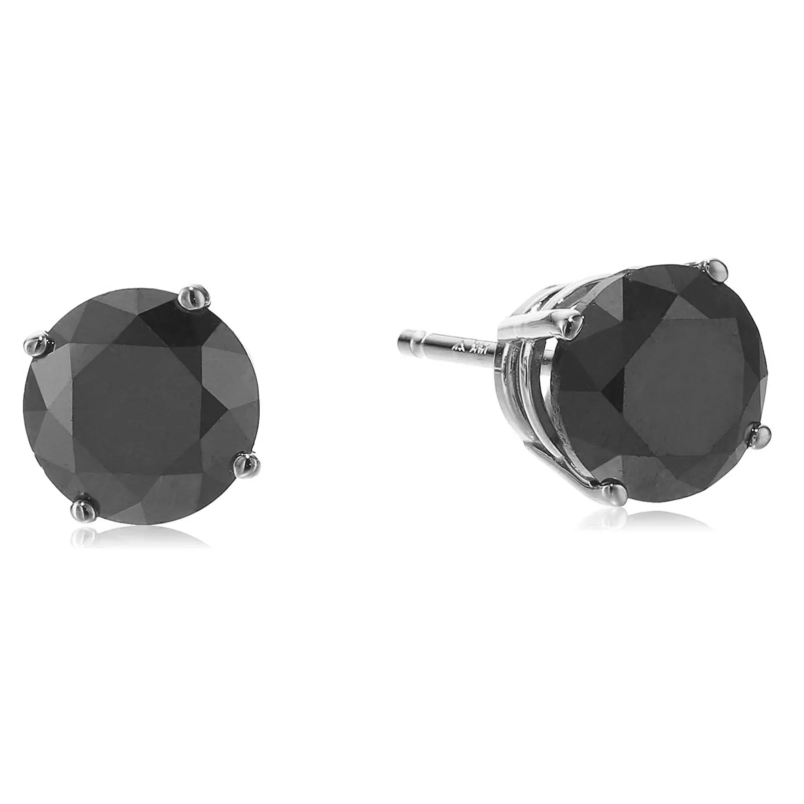 1 cttw Black Diamond Stud Earrings 14k Gold Round with Push Backs