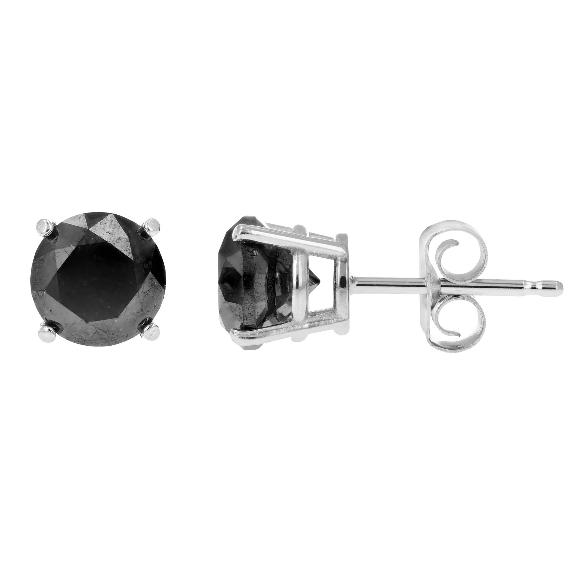 1 cttw Black Diamond Stud Earrings 14k Gold Round with Push Backs