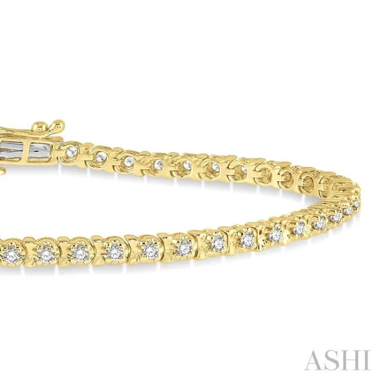 1 ctw Round Cut Diamond Tennis Tulip Bracelet in 14K Yellow Gold