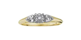 10K Yellow Gold Diamond Promise Ring with Heart Shoulders