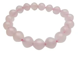 10mm Rose Quartz Stone Elastic Bracelet