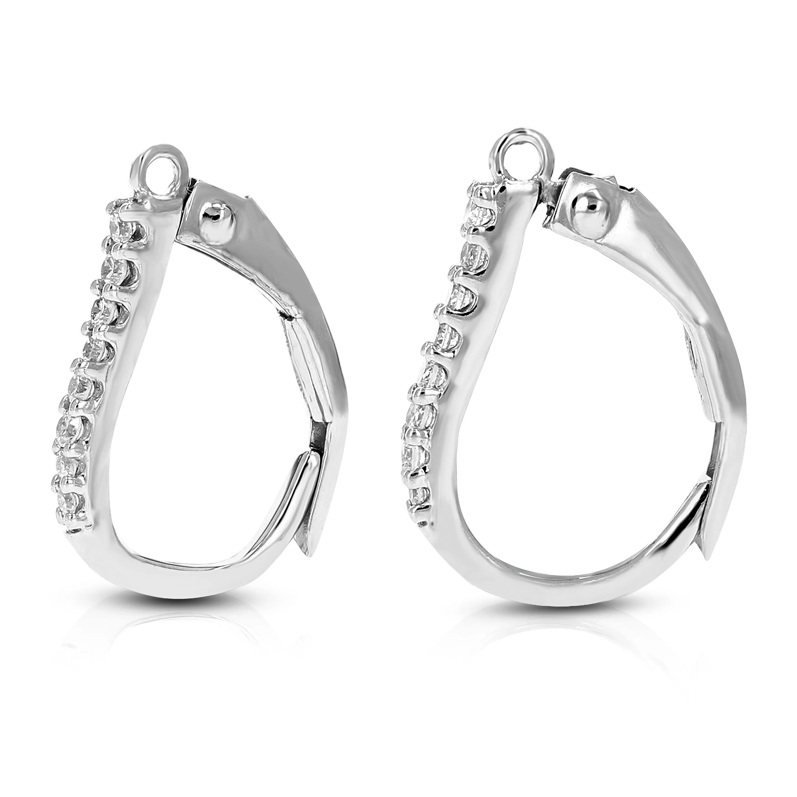 1/10 cttw Round Lab Grown Diamond Hoop Earrings .925 Sterling Silver Prong Set 1/2 Inch