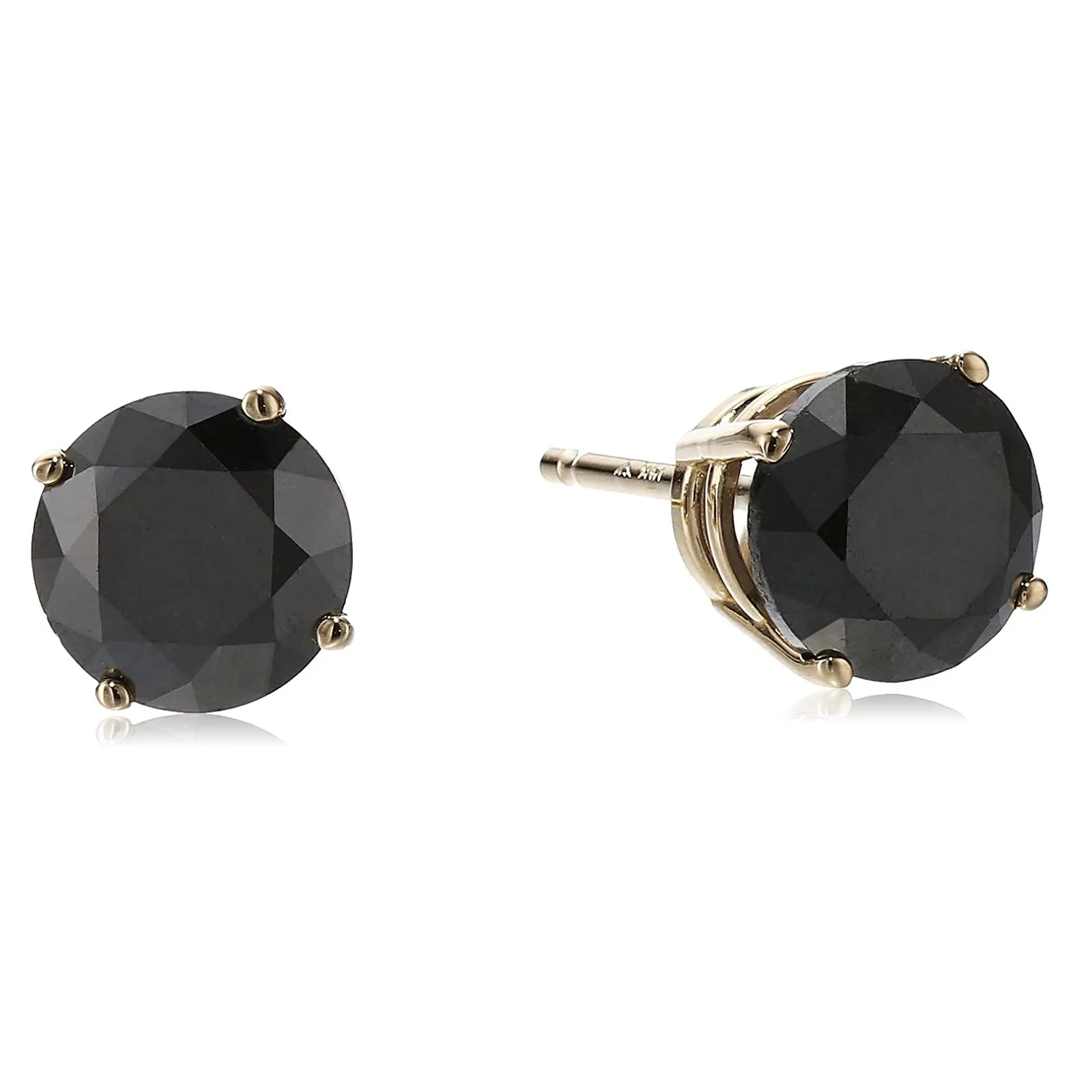 1/2 cttw Black Diamond Stud Earrings 14K White or Yellow Gold Round 4 Prong