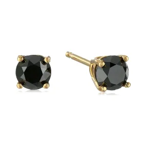 1/2 cttw Black Diamond Stud Earrings 14K White or Yellow Gold Round 4 Prong