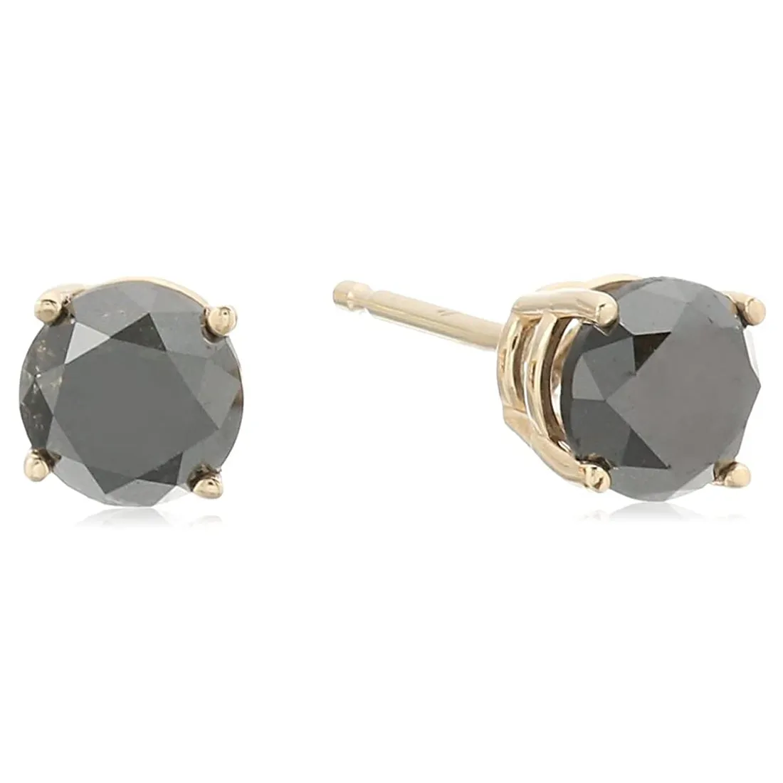 1/2 cttw Black Diamond Stud Earrings 14K White or Yellow Gold Round 4 Prong