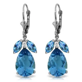 13 Carat 14K Solid White Gold Submission Blue Topaz Earrings