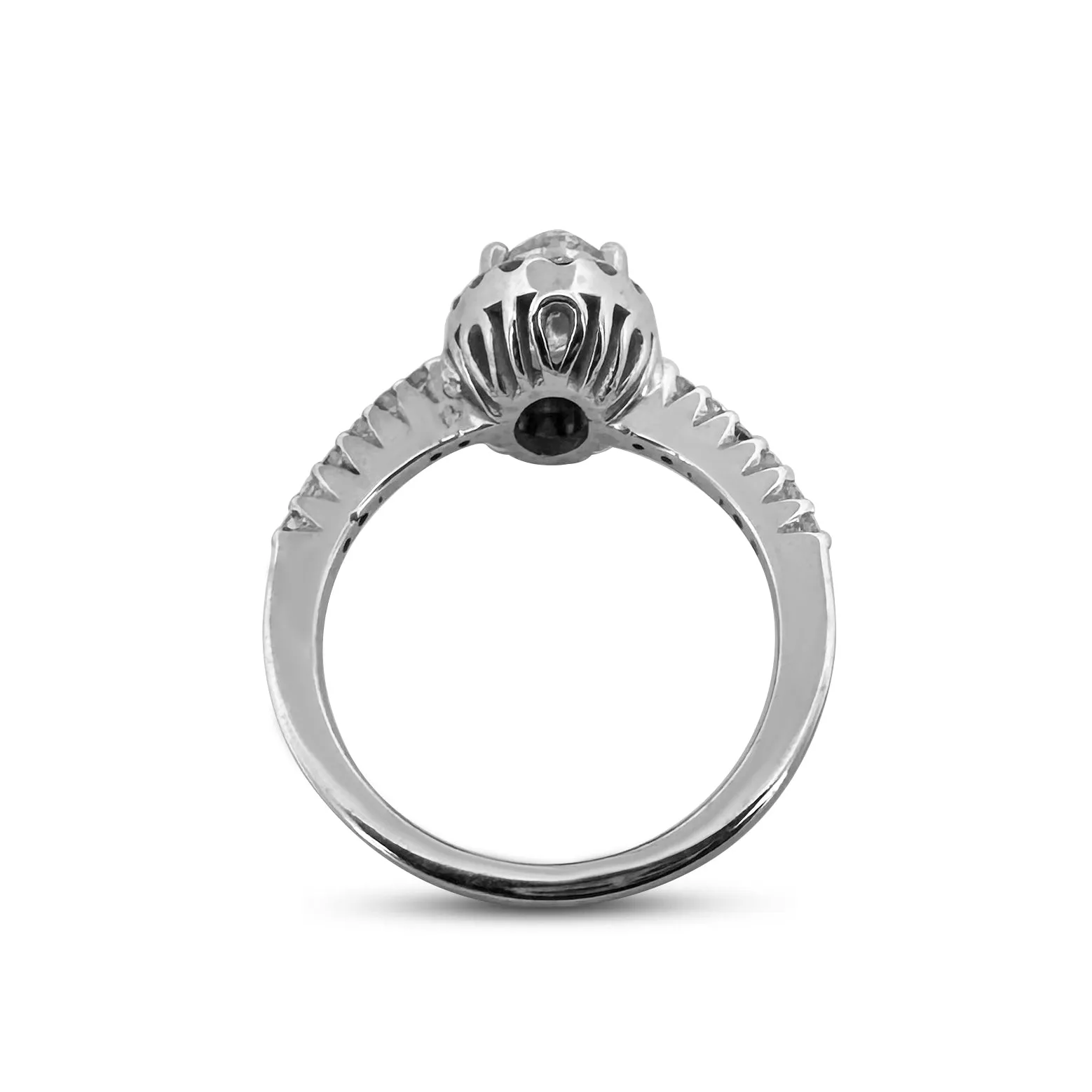 1.47ctw Oval and Round Brilliant Halo Natural Diamond Engagement Ring in 14k White Gold