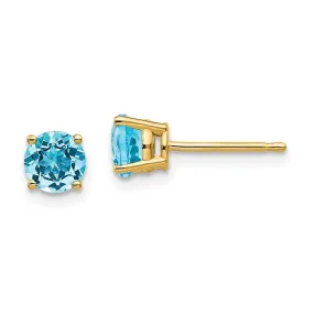 14k 5mm Blue Topaz Earrings