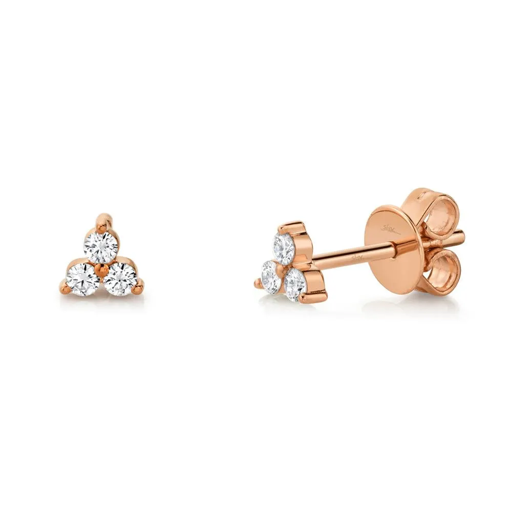 14k Gold 0.15 Carat Diamond Stud Earrings, Available in White, Rose and Yellow Gold