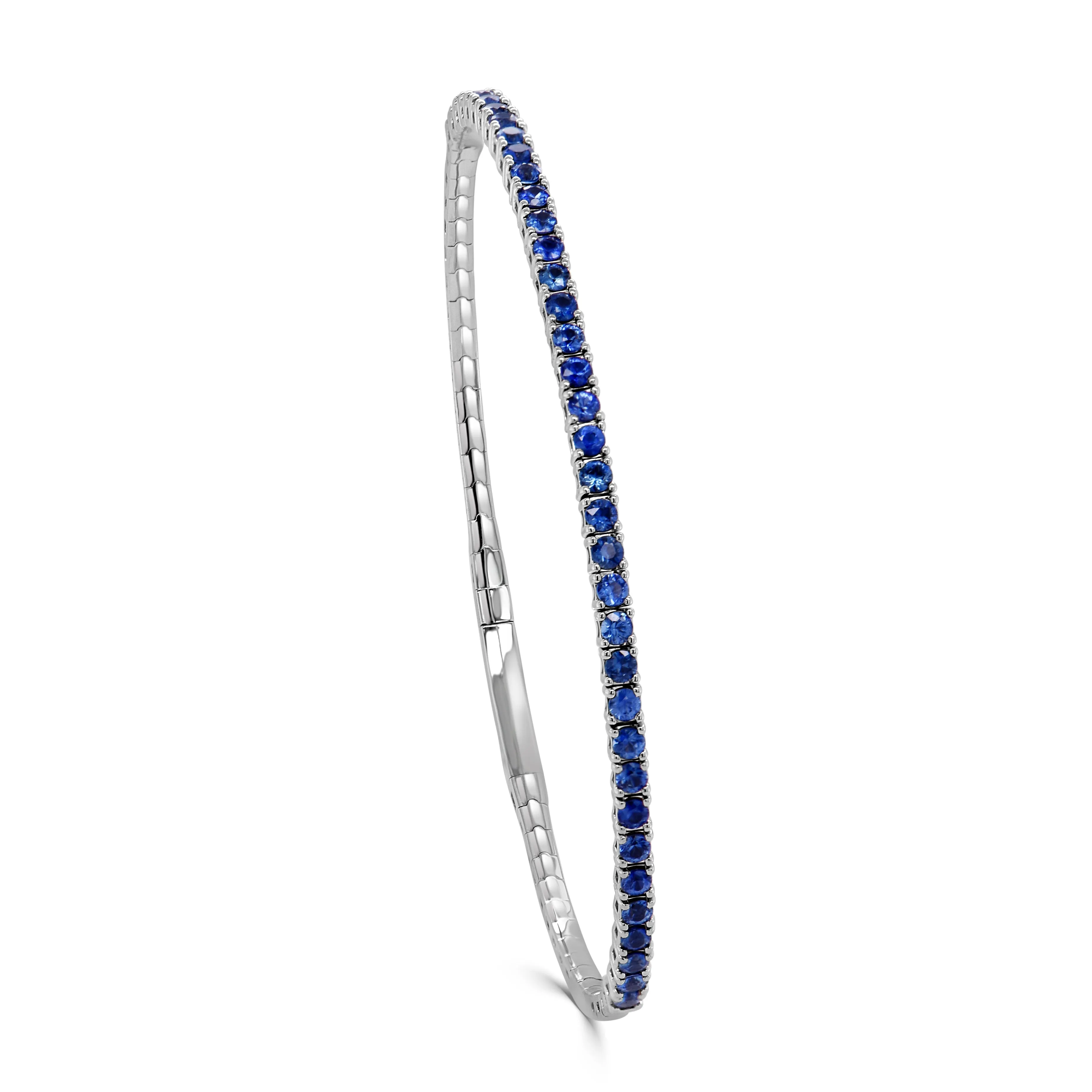 14K Gold & Blue Sapphire Flexible Bangle - 1.74ct