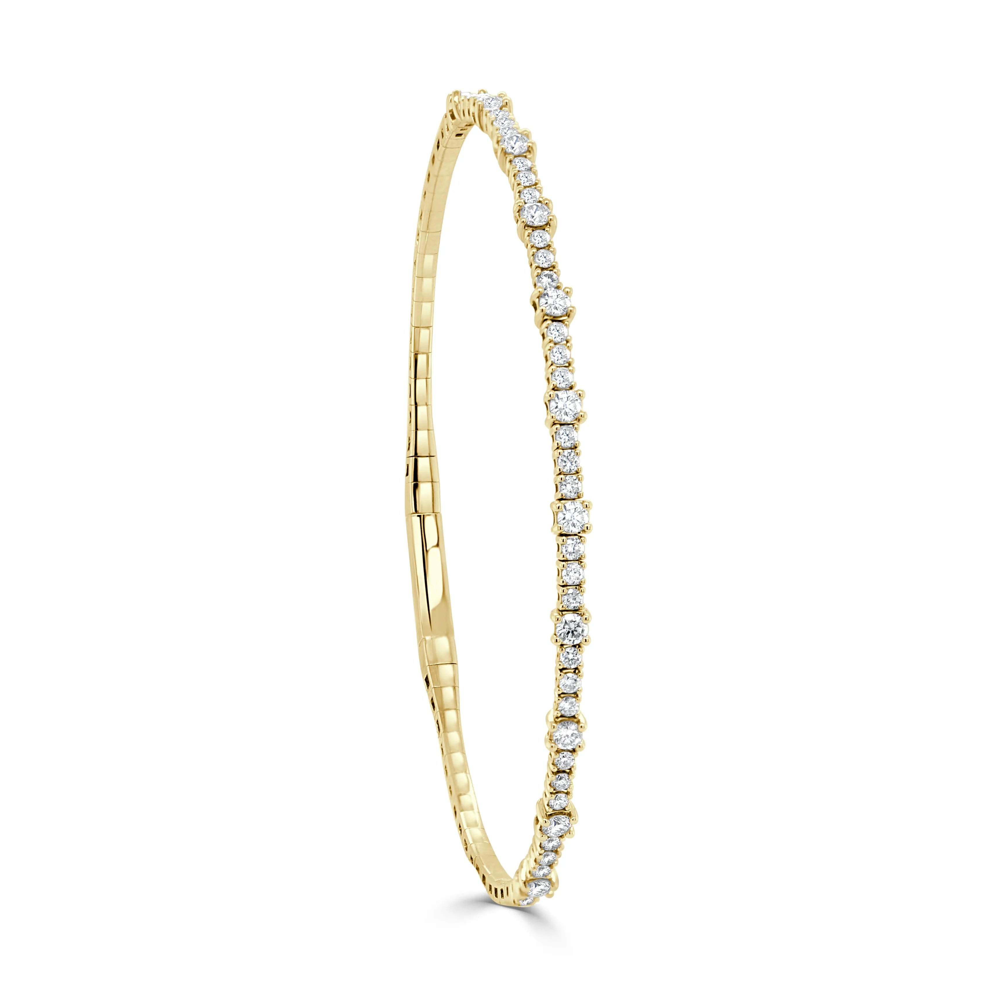 14K Gold & Diamond Flexible Bangle Bracelet - 1.05ct