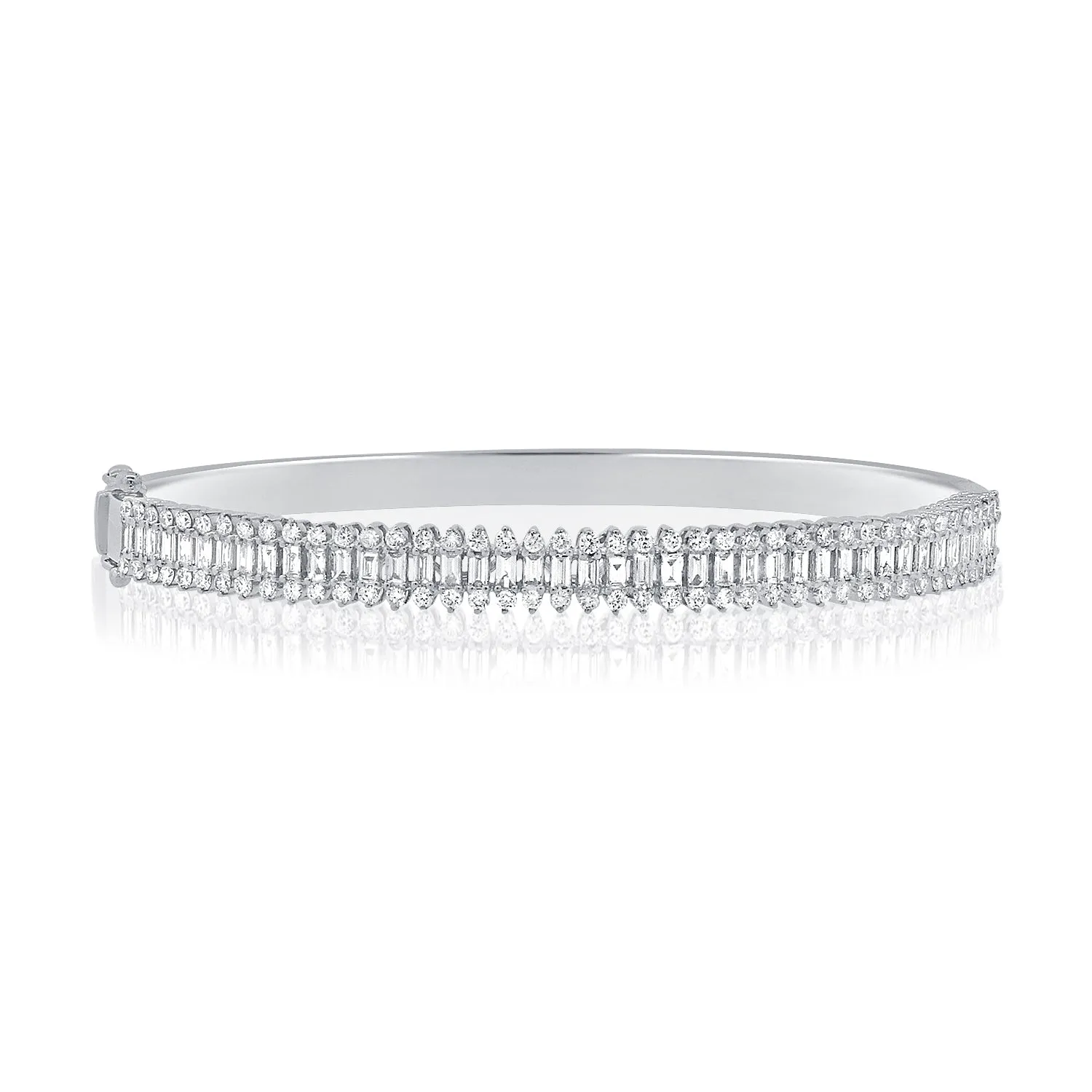 14K Gold Baguette & Round Diamond Bangle - 2.05ct