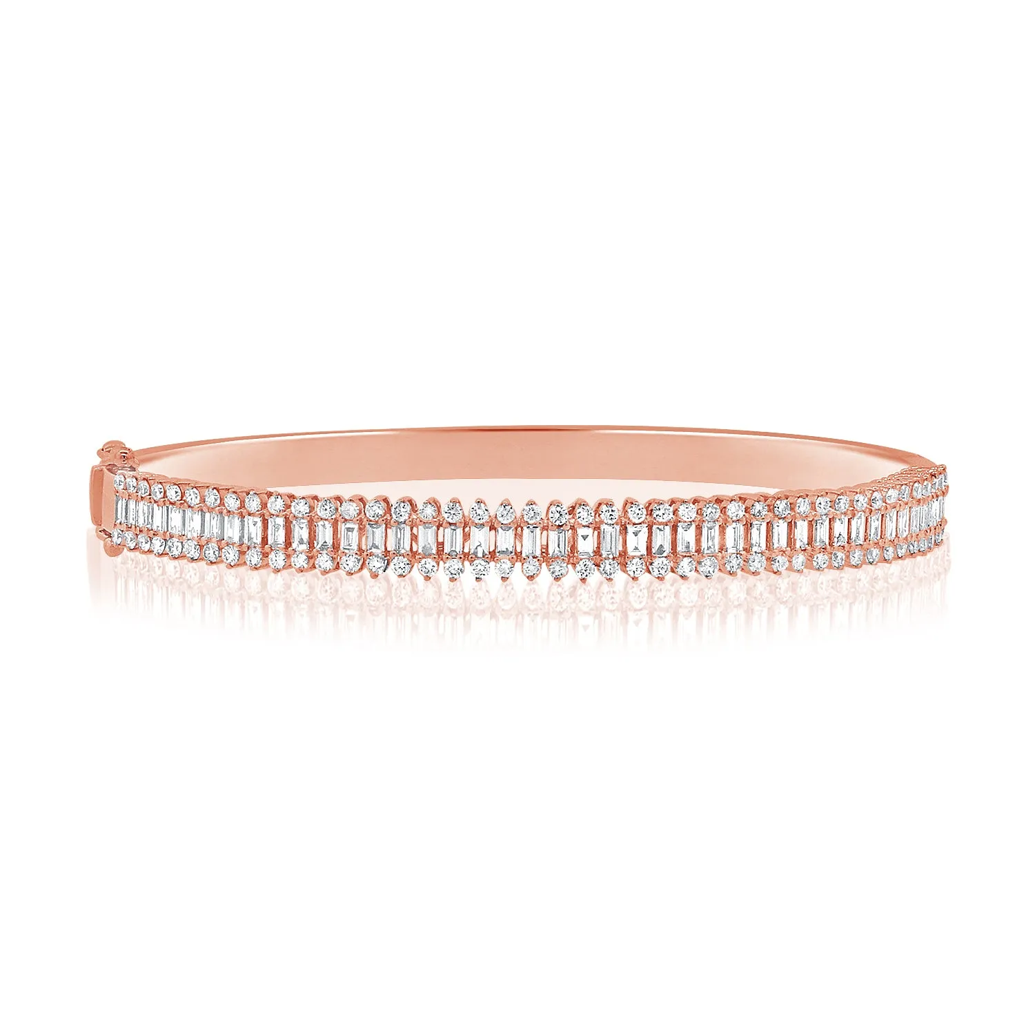 14K Gold Baguette & Round Diamond Bangle - 2.05ct