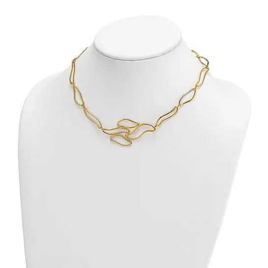 14K Gold Fancy Contemporary Negative Space Link Necklace