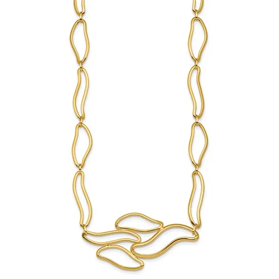 14K Gold Fancy Contemporary Negative Space Link Necklace