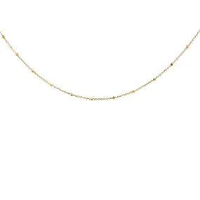 14K Gold Small Diamond Cut Ball Station Necklace