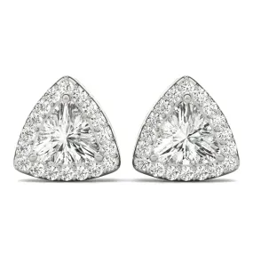 14k Gold Triangular Bezel Set Diamond Earring