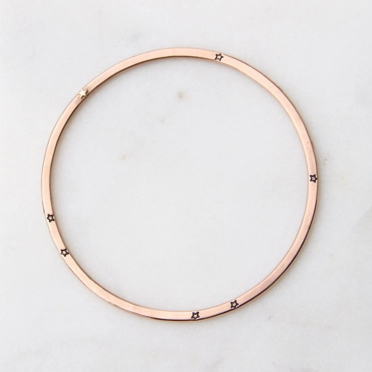 14k Rose Gold Flat Hand Stamped Bangle ~ "The future belongs to those who believe..."