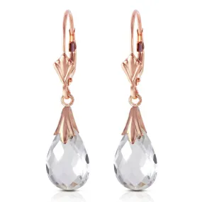 14K Solid Rose Gold Leverback Earrings Rose Topaz