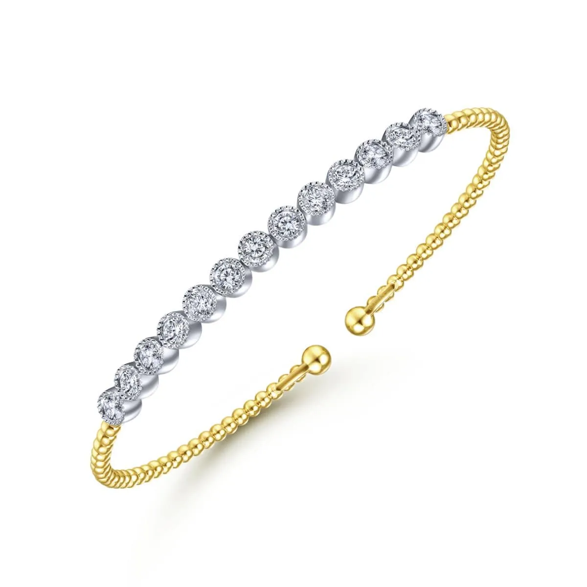 14K White and Yellow Gold Diamond Bangle - BG4287-62M45JJ