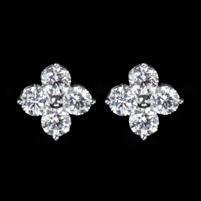 14K White Gold 1.81 CTW Diamond Quatrefoil Stud Earrings