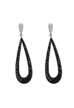 14K White Gold Black and White Diamond Earrings, 1.40 TCW