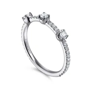 14K White Gold Diamond Station Stackable Ring - LR51907W45JJ