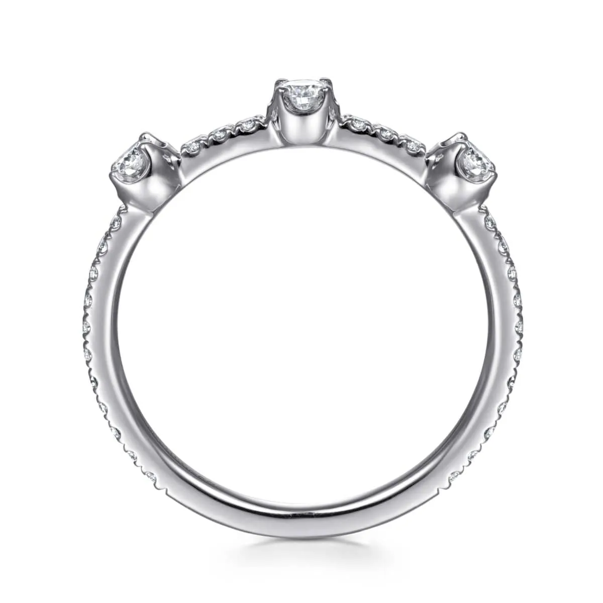 14K White Gold Diamond Station Stackable Ring - LR51907W45JJ