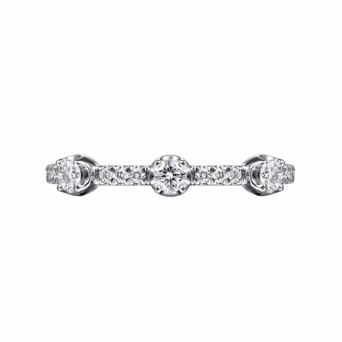 14K White Gold Diamond Station Stackable Ring - LR51907W45JJ