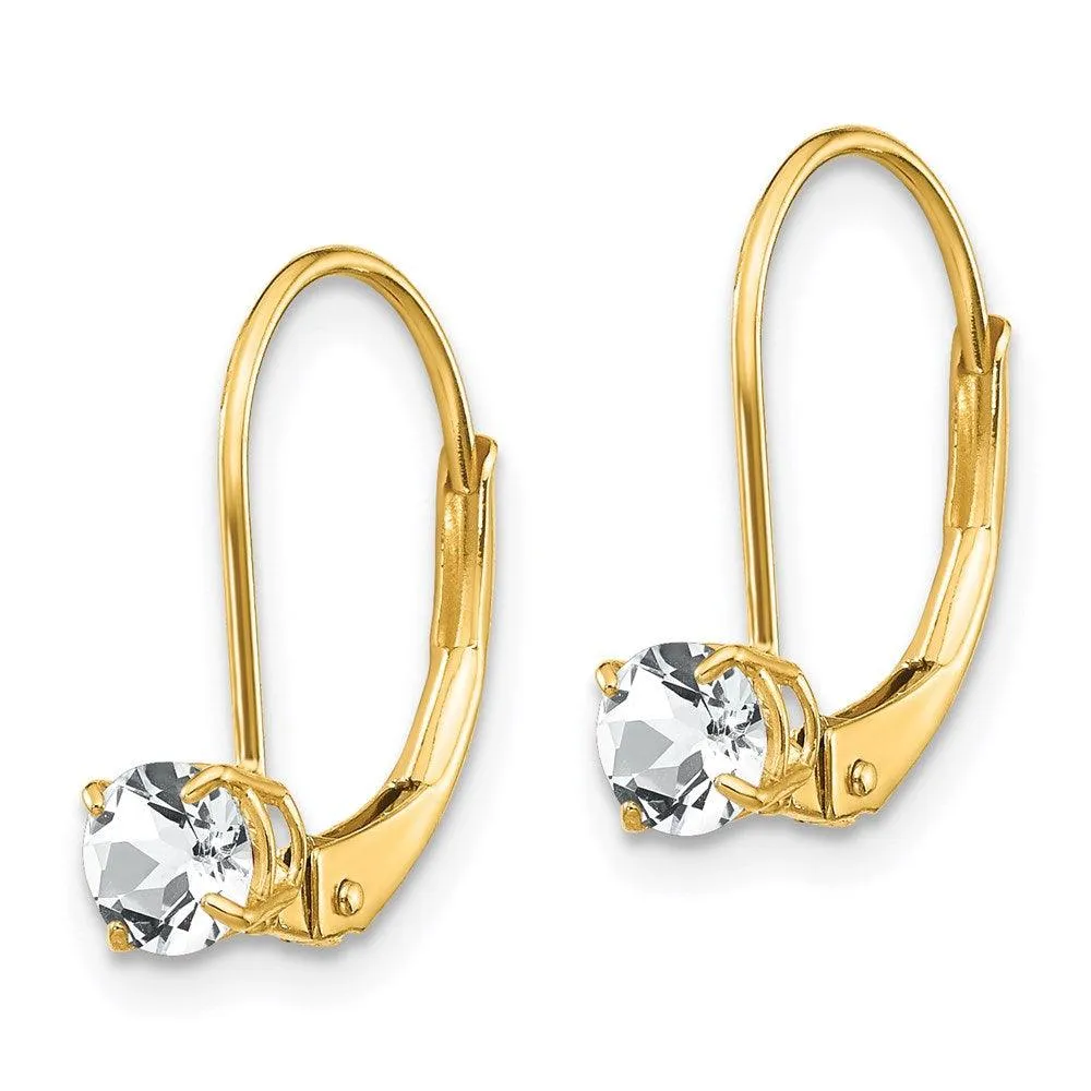 14k White Topaz Earrings - April