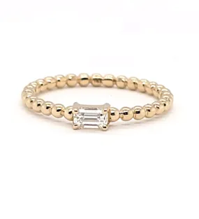 14k Yellow Gold 0.23Ct Diamond Beaded Ring