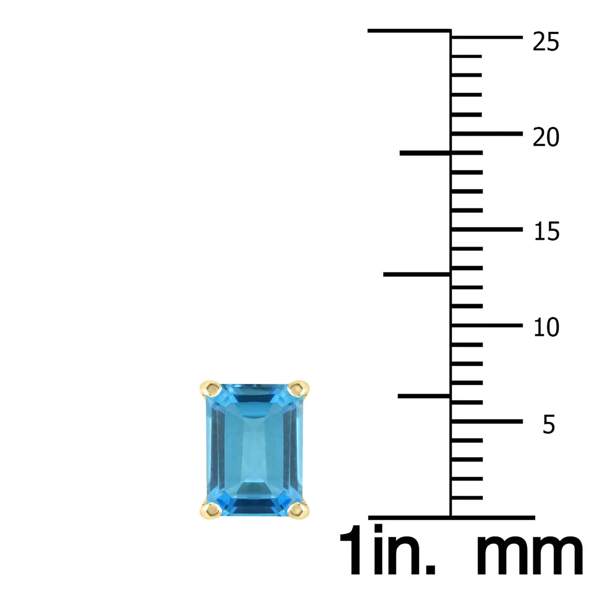 14K Yellow Gold 6X4Mm Emerald Shaped Blue Topaz Earrings