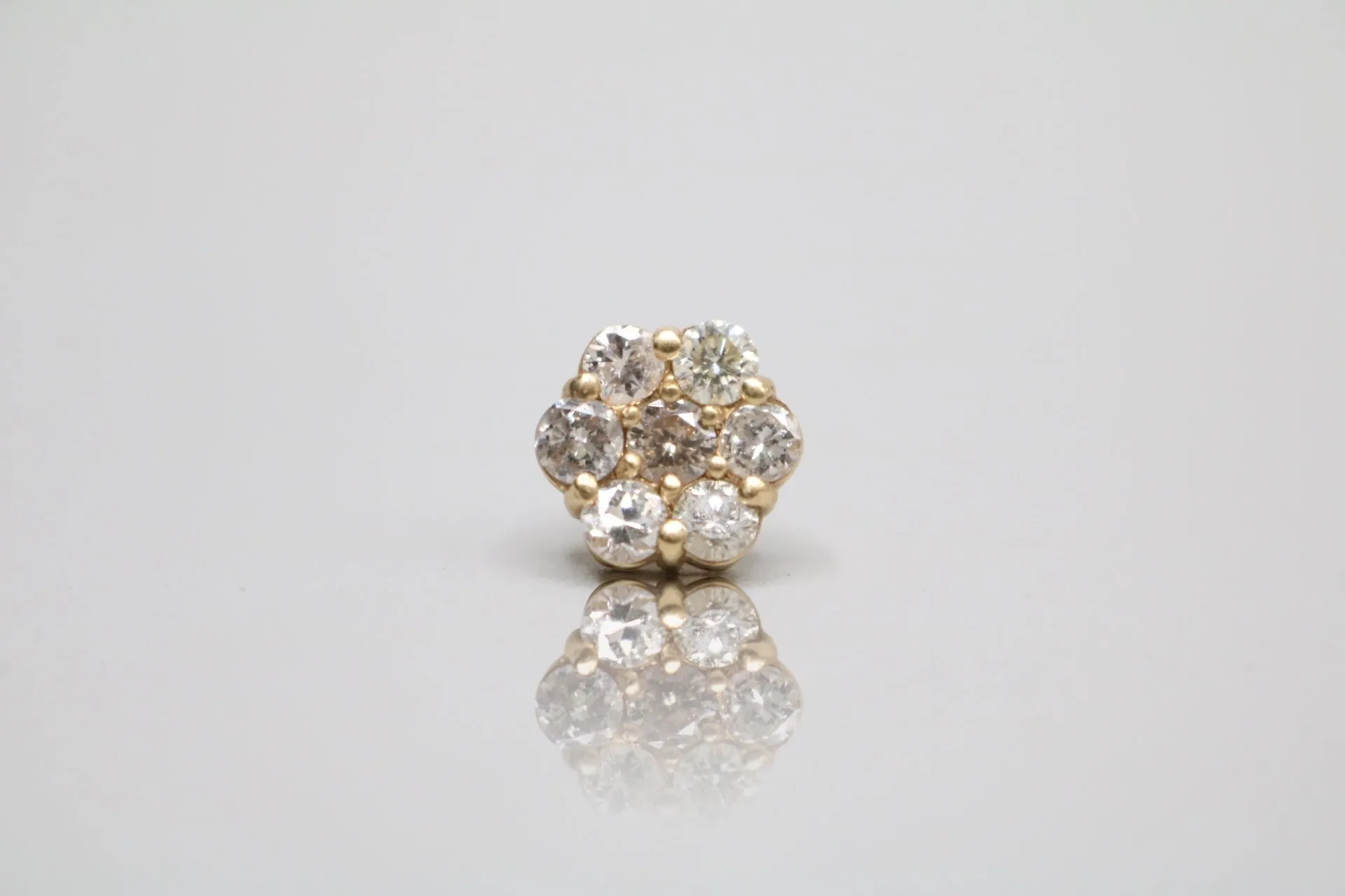 14K Yellow Gold Cluster Style Diamond Single Earring (1.7 Grams)