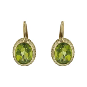 14K Yellow Gold Peridot Drop Earrings