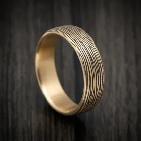 14K Yellow Gold Tree Bark Design Wedding Men's Band