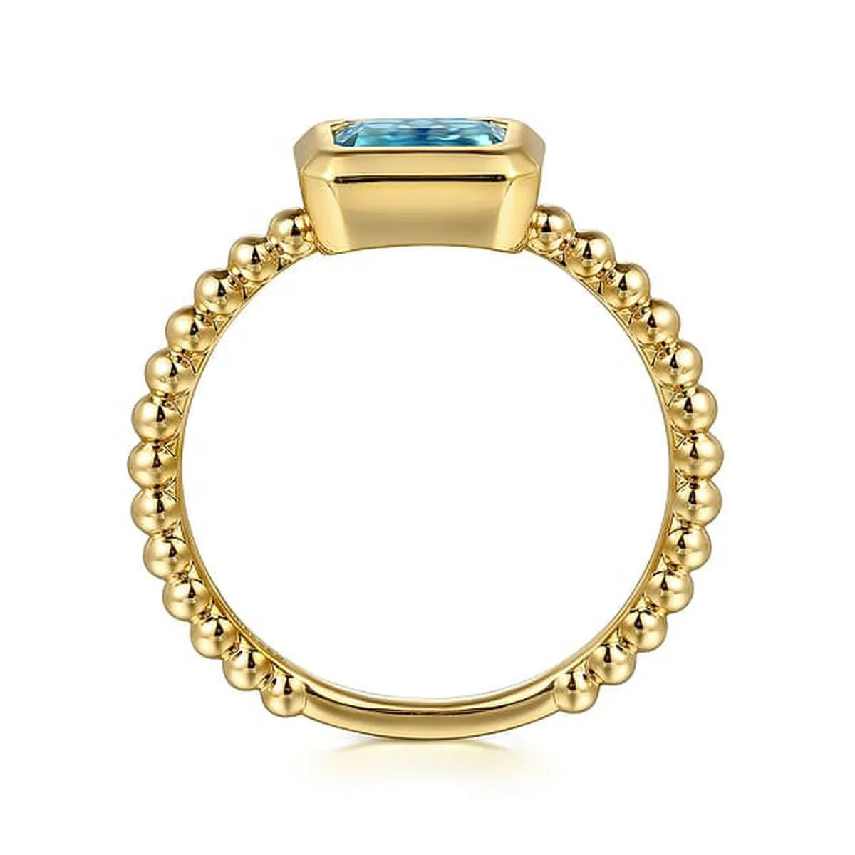 14K Yellow Plain Gold Bujukan And Blue Topaz Stackable Ring - LR52684Y4JBT