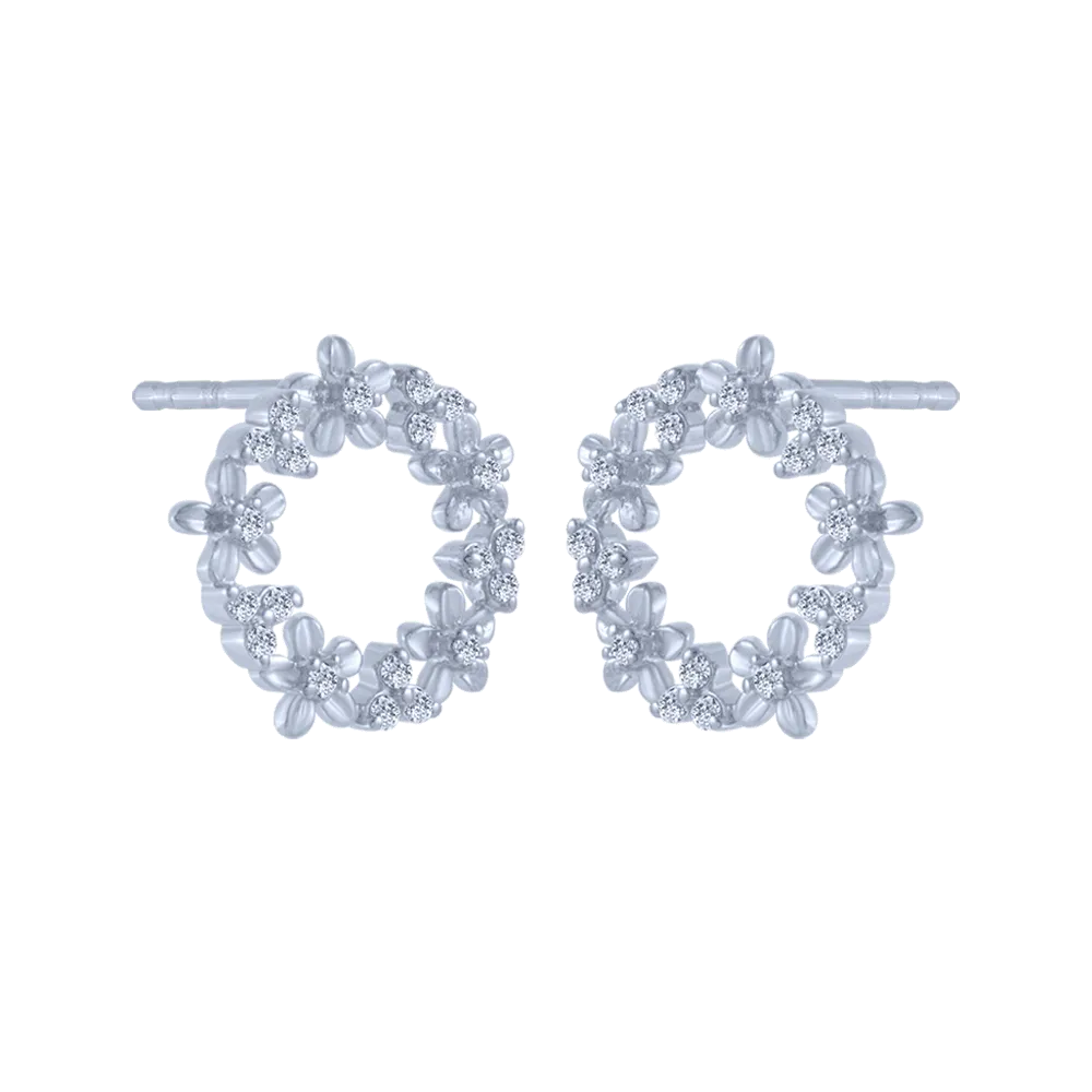 14KT (585) White Gold And Solitaire Stud Earrings For Women