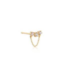 14kt Gold White Sapphire Climber Single Stud Earring