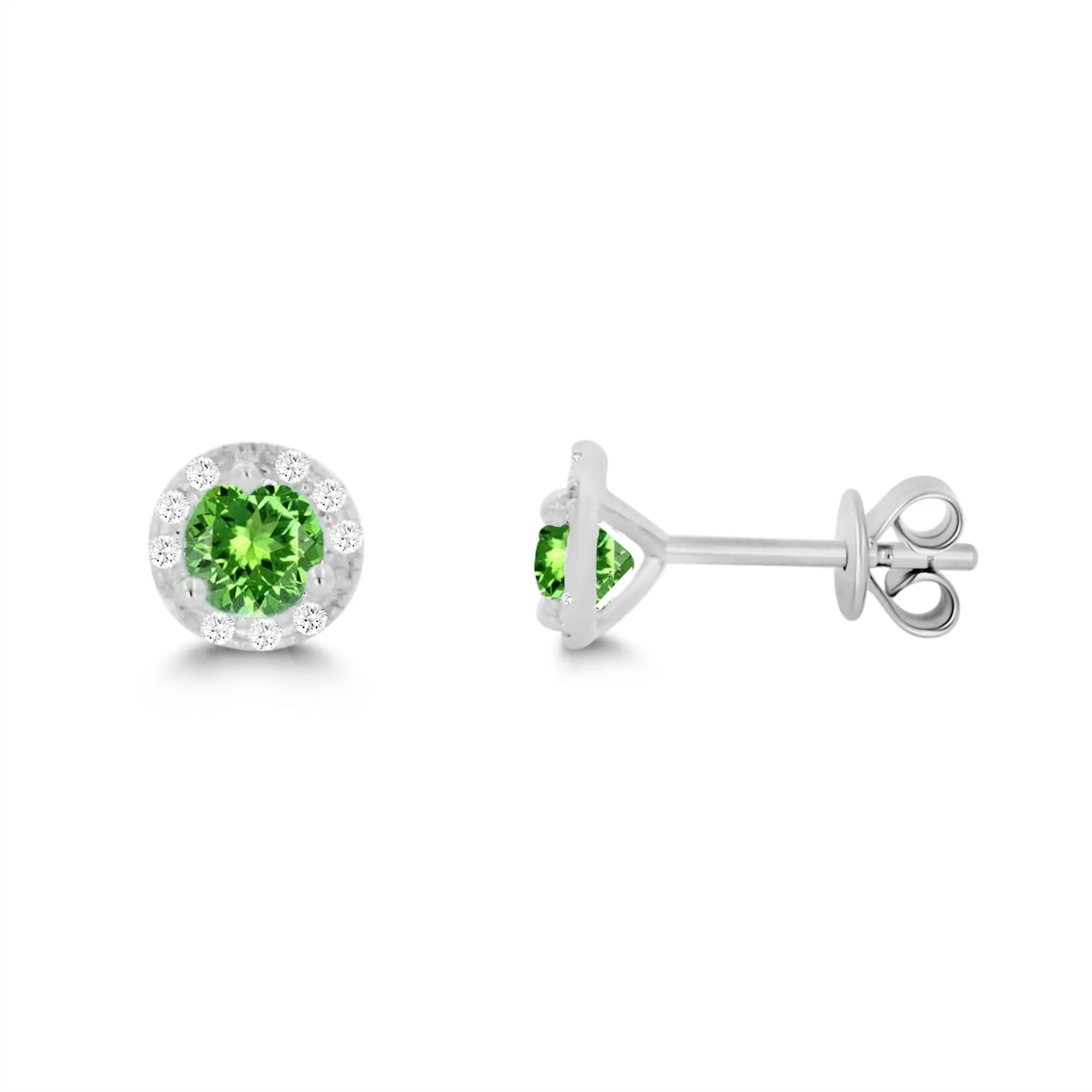 14KW 18D0.08CT,2PD0.65CTDIAMOND/PERIDOT BIRTHSTONE ER(151E10130PD)