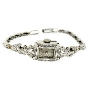 14KW 1ctw Hamilton Vintage Estate Diamond Lady's Watch 14K White Gold 1CTW