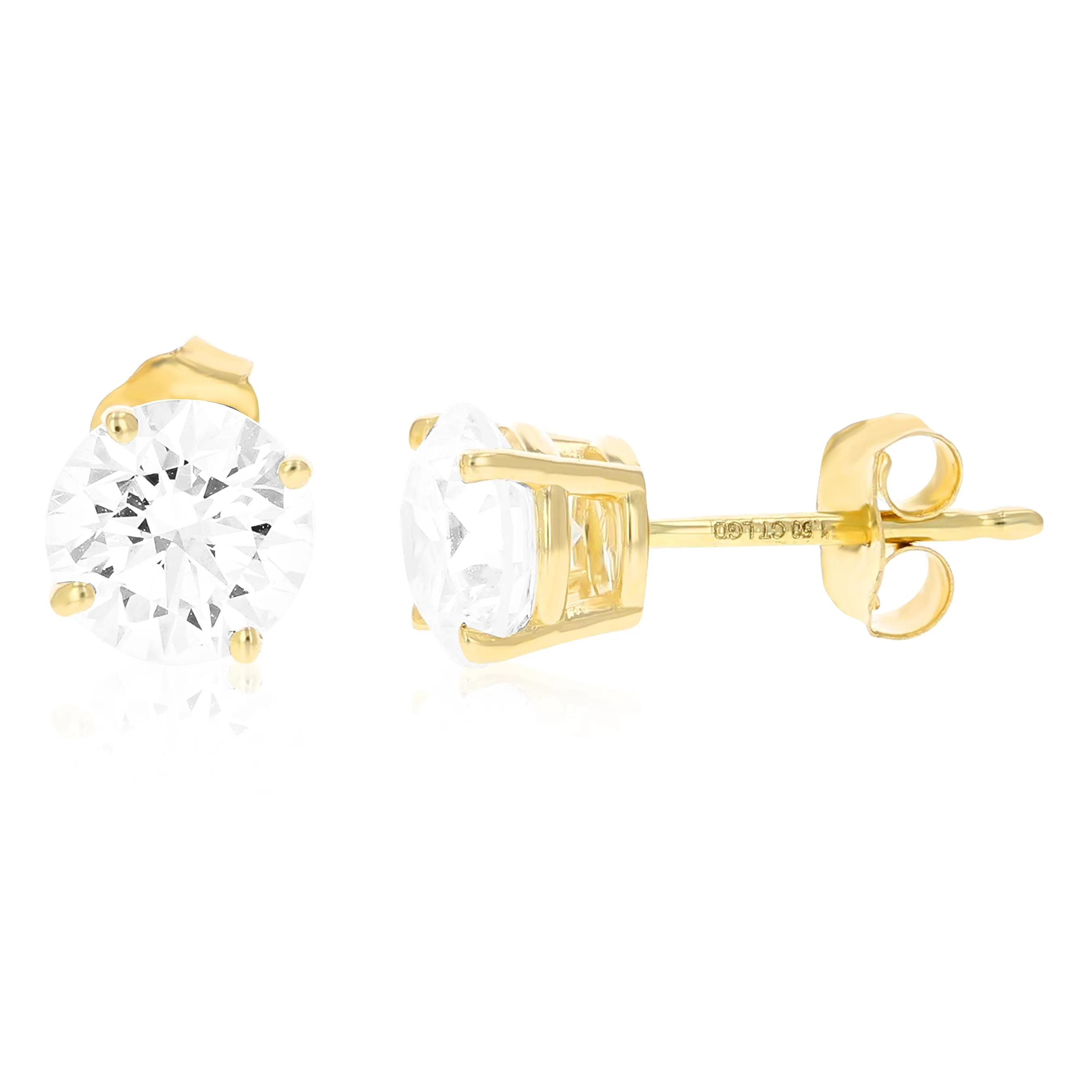 1.50 cttw Lab Grown Diamond Stud Earrings 14K Gold VS1 Clarity H-I Color Round