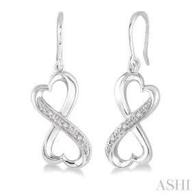 1/50 Ctw Heart Shape Round Cut Diamond Infinity Earrings in Sterling Silver