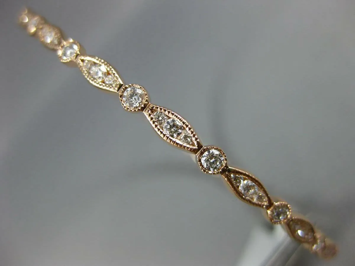 1.56CT DIAMOND 18KT ROSE GOLD 3D FILIGREE MILGRAIN ETERNITY LOVE BANGLE BRACELET