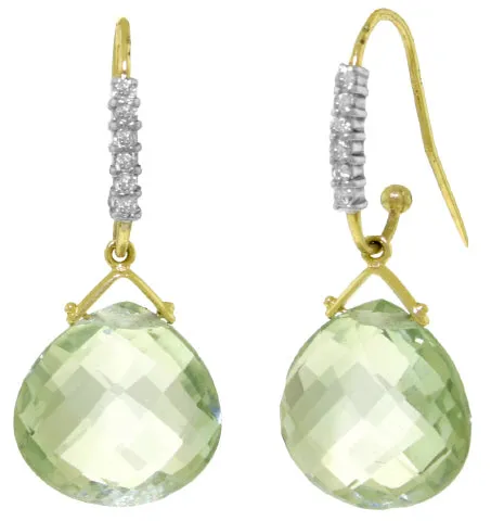 17.18 Carat 14K Solid White Gold Moment Of Love Green Amethyst Diamond Earrings