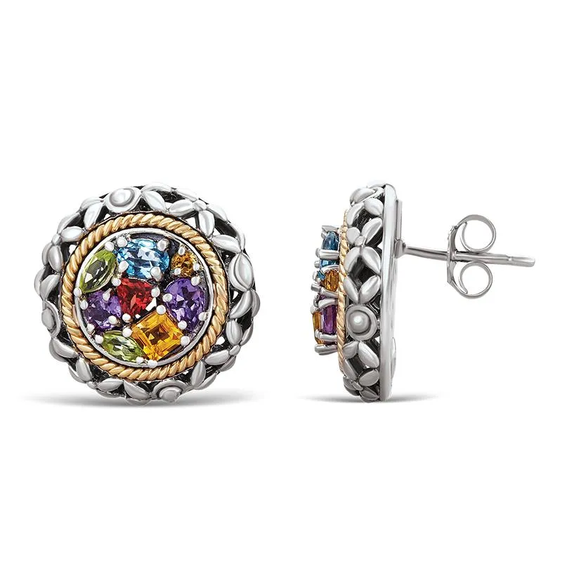 1.75ct Multicolor Earrings in 14K gold and 925 Sterling Silver (145NER2956T)