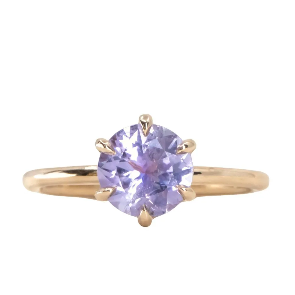 1.77ct Round Lilac Sapphire Lotus Solitaire in 14k Yellow Gold